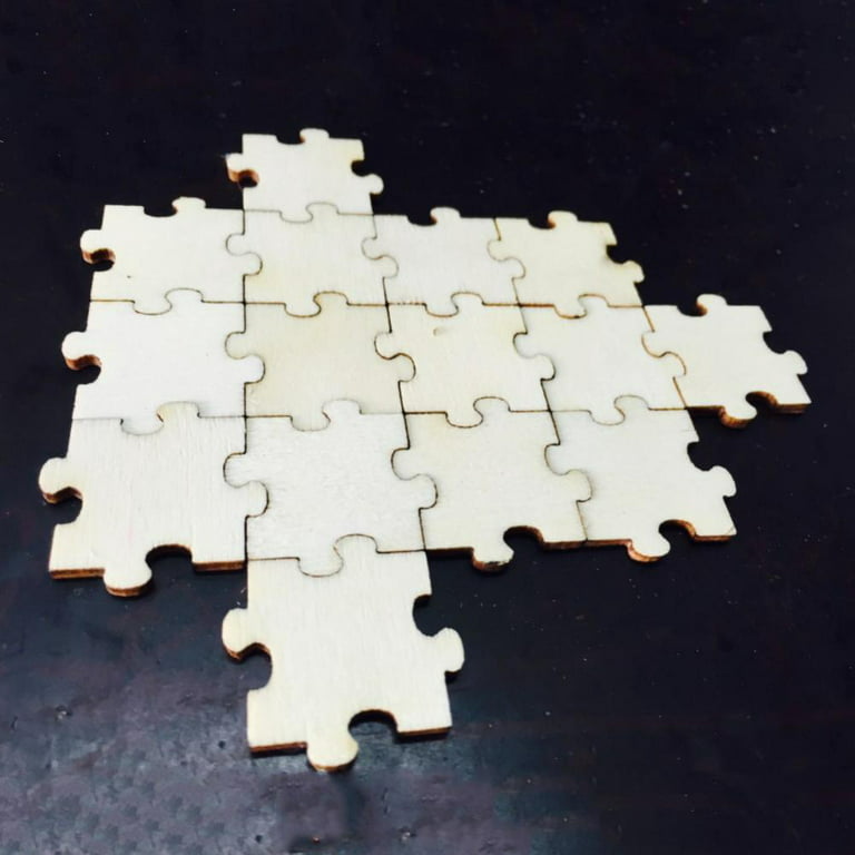 100 Blank Wooden Puzzle Pieces for Crafts, DIY Unfinished Jigsaw Puzzles  (1.9 x 1.6 In)