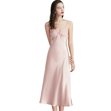 

Phenas Long Nightgown for Women Sexy V Neck Sleepwear Sleeveless Nightshirt Loose Chemise Sleepshirt