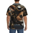 thumbnail image 3 of Fuzoiu Steampunk Squirrel Pilot Print Men's Casual Short,Men's Short Sleeve Shirt,Mens Casual Button Down Shirts,Cuban Collar Summer Shirt for Beach, Vacation, and Outdoor Activities-XX-Large, 3 of 5