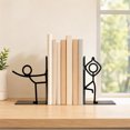 thumbnail image 5 of 2Pcs Decorative Bookend with Stick Figure, Metal Stickman Bookend, Decorative Book Support for Office School Library and Book Lover Decor, 5 of 10