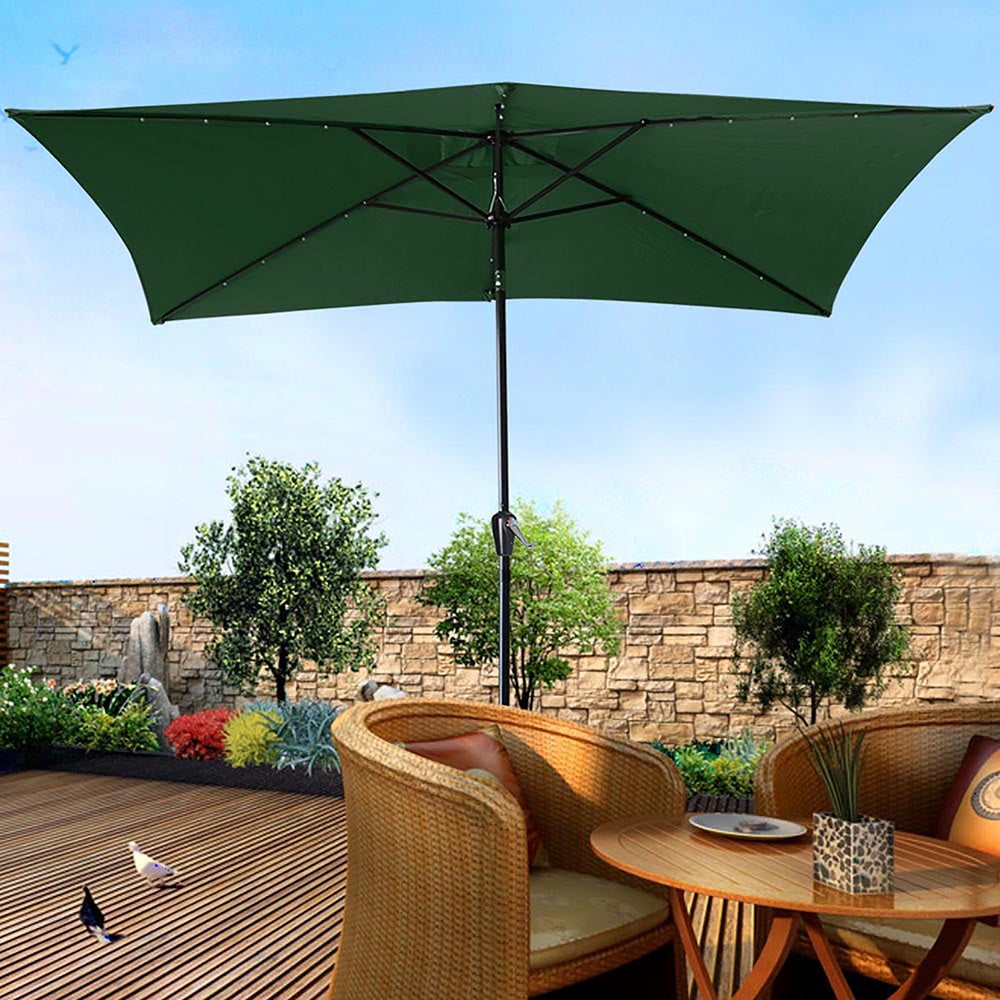 Yescom 10 X6 5 Rectangle Aluminum Solar Outdoor Crank Tilt Patio Umbrella For Yard Poolside Garden Market Pack Of 2 Walmart Com Walmart Com