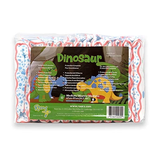 Pañales para adultos Rearz Dinosaur Elite, paquete de 12, talla grande