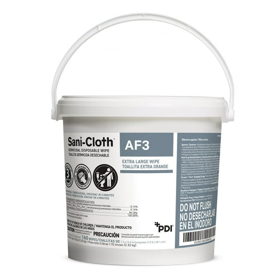 Sani-Cloth AF3 Germicidal Wipes, Surface Disinfectant, 7.5 in x 15 in, 160 Wipes, 160 Packs, 160 Total