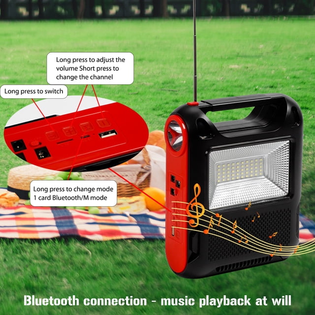 Radio Radio Luz de audio solar multifuncional compatible con Bluetooth reutilizable para el hogar al aire libre