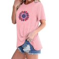 thumbnail image 2 of Tops Cortos para Mujeres Bandera de Moda Impresa Cuello Redondo, Camiseta de Manga 3/4 para Uso Diario, Casero Y Cómodo, 2 of 4