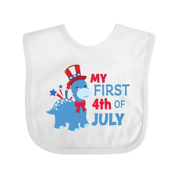 Inktastic My First 4th of July with Dinosaur Boys or Girls Baby Bib