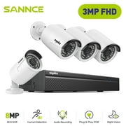 SANNCE 3MP Poe Outdoor Home Security Camera System 8CH 8MP NVR with Audio Recording Night Vision,Suitable for Indoor/Outdoor/Vehicle/Warehouse