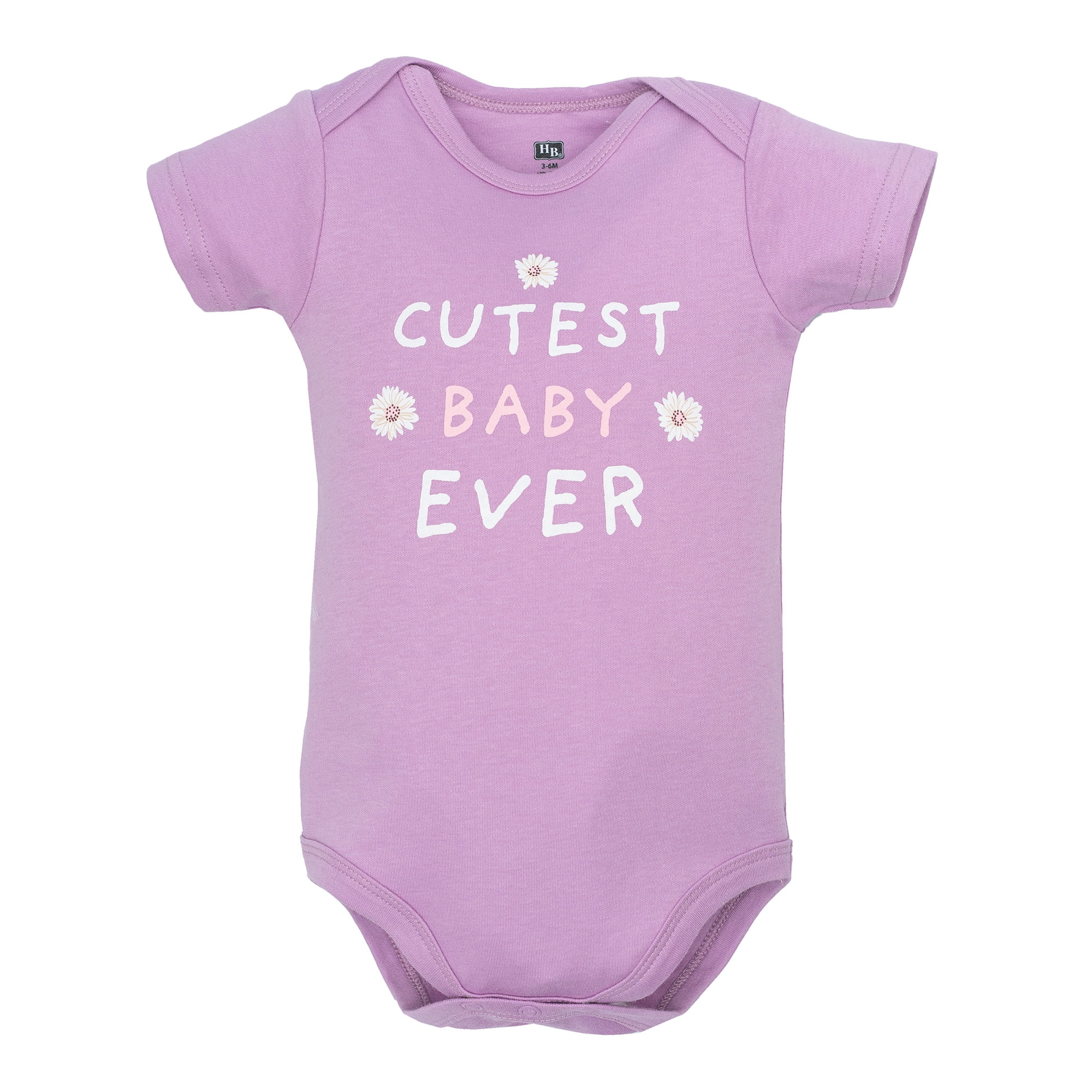 Hudson Baby Girl Cotton Bodysuits 3-Pack, Lilac Blooms, 0-3 Months