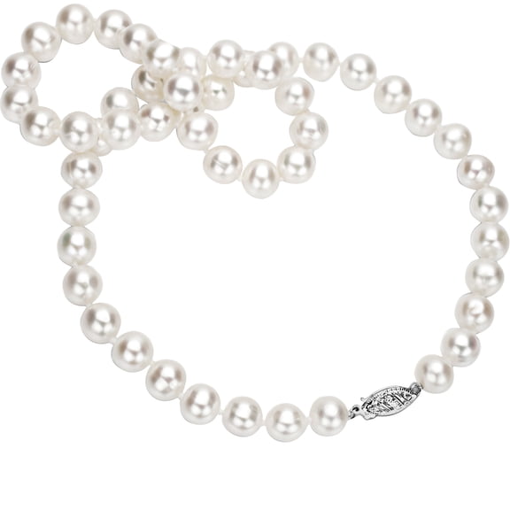 ADDURN 18kt White Gold 9-10mm Freshwater White Pearl 16" Women Jewelry Necklace