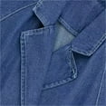 thumbnail image 5 of WCMZJ Women's Cropped Denim Jacket Casual Loose Long Sleeve Jean Jacket Denim Trench Coat with Belt Navy L, 5 of 6