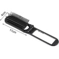 thumbnail image 3 of Cepillo plegable para el cabello con espejo, peine compacto de viaje para desenredar, cerdas suaves, antiestático, color negro., 3 of 5