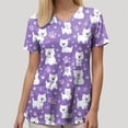 thumbnail image 5 of HCNTES Womens Animals Printed Nurse Uniforms Scrub Tops for Women, Short Sleeve V Neck Scrub Shirt with Pockets(Purple,XL), 5 of 8