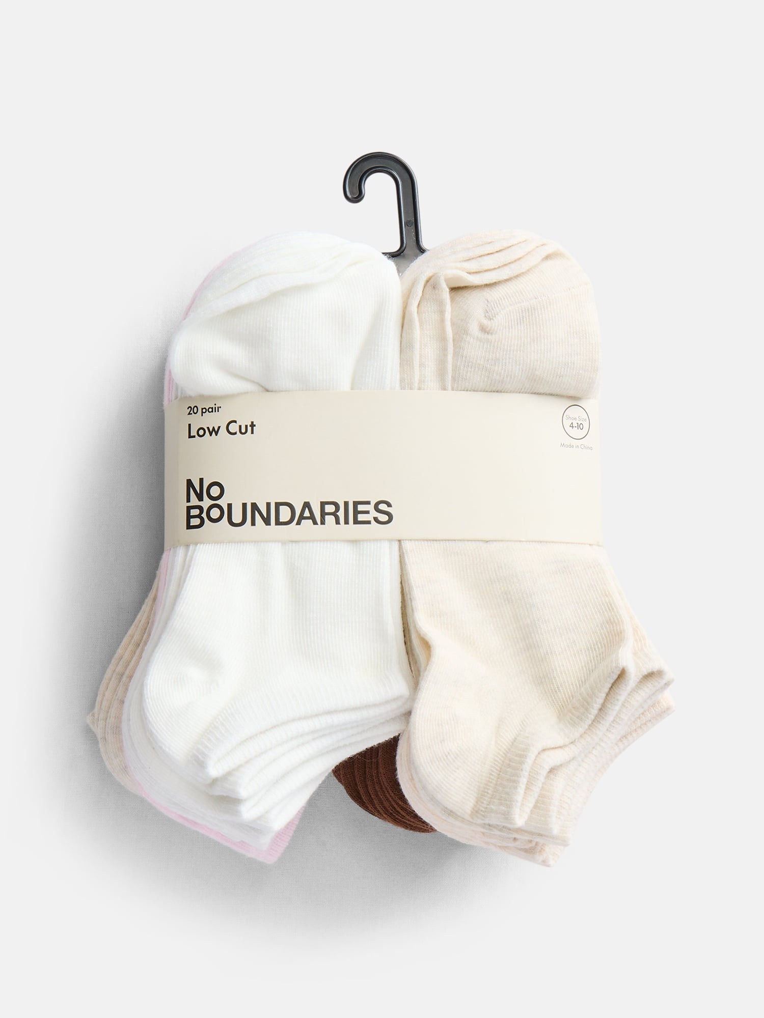 No Boundaries Women’s Low Cut Socks, 20 Pack, Shoe Sizes 4-10