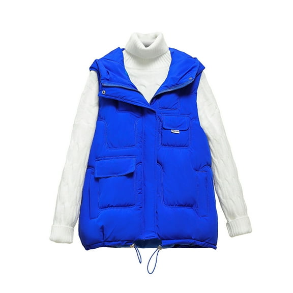 Viikei Winter Coats for Women Fashion Women Pocket Coat Long Jacket Winter Sleeveless Down Cotton Waistcoat