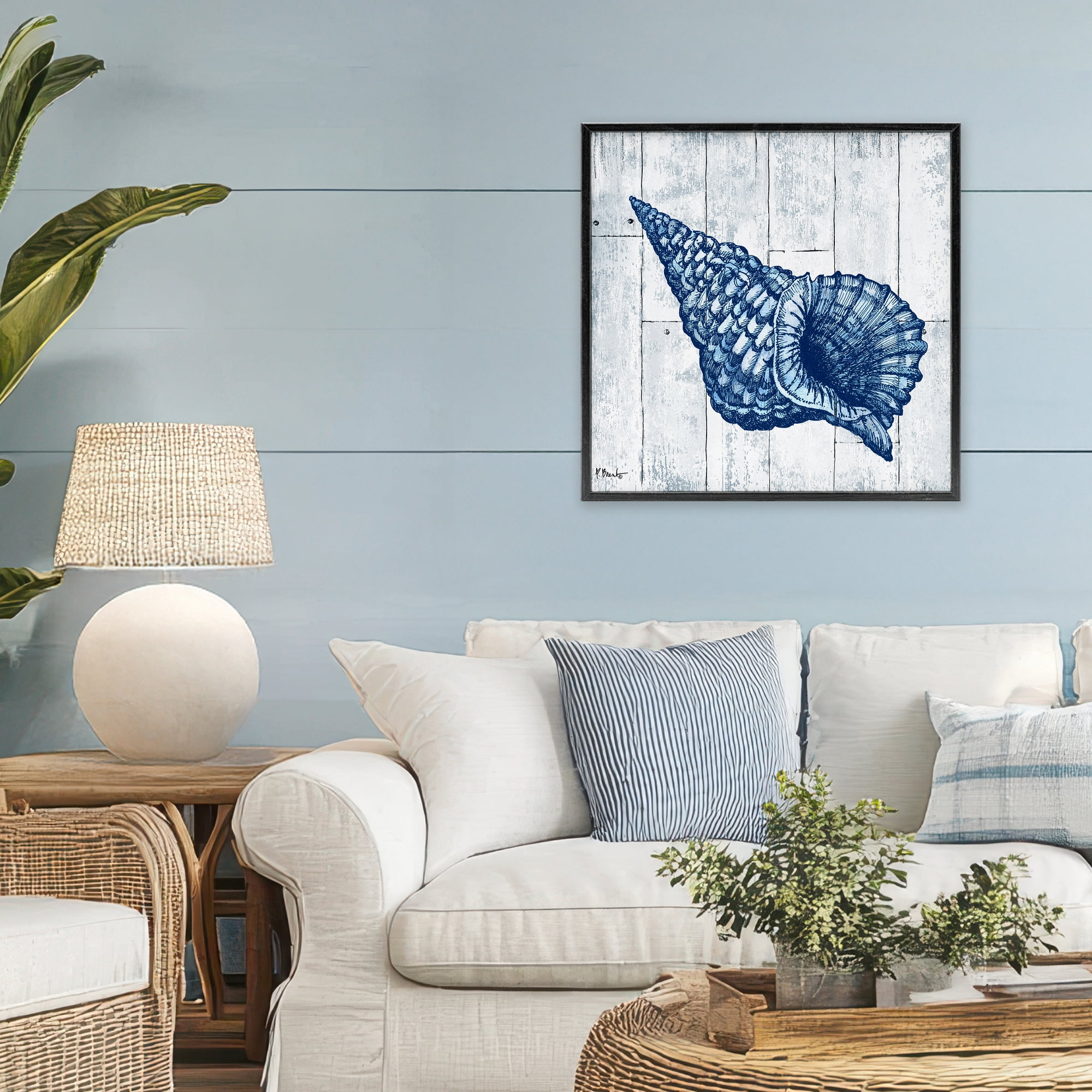 Stupell Industries Coastal Timberland Conch Black Framed Giclee Art, design by Paul Brent