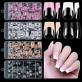 thumbnail image 2 of 120pcs/box Acrylic French False Nails Medium Length Square Armor Full Cover Nail Tips Can Be Removable Mixed Size Press On Nails, 2 of 9