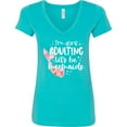 thumbnail image 3 of Inktastic I'm Done Adulting Let's Be Mermaids with Pink Mermaid Tail Women's V-Neck T-Shirt, 3 of 5