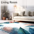 thumbnail image 2 of ODIKA 6'x9' Machine Washable Non-Slip Area Rug, Retreat with Vibrant Tropical Leafwork and Watercolor Florals High Traffic Rug, Blue, 66677, 2 of 7