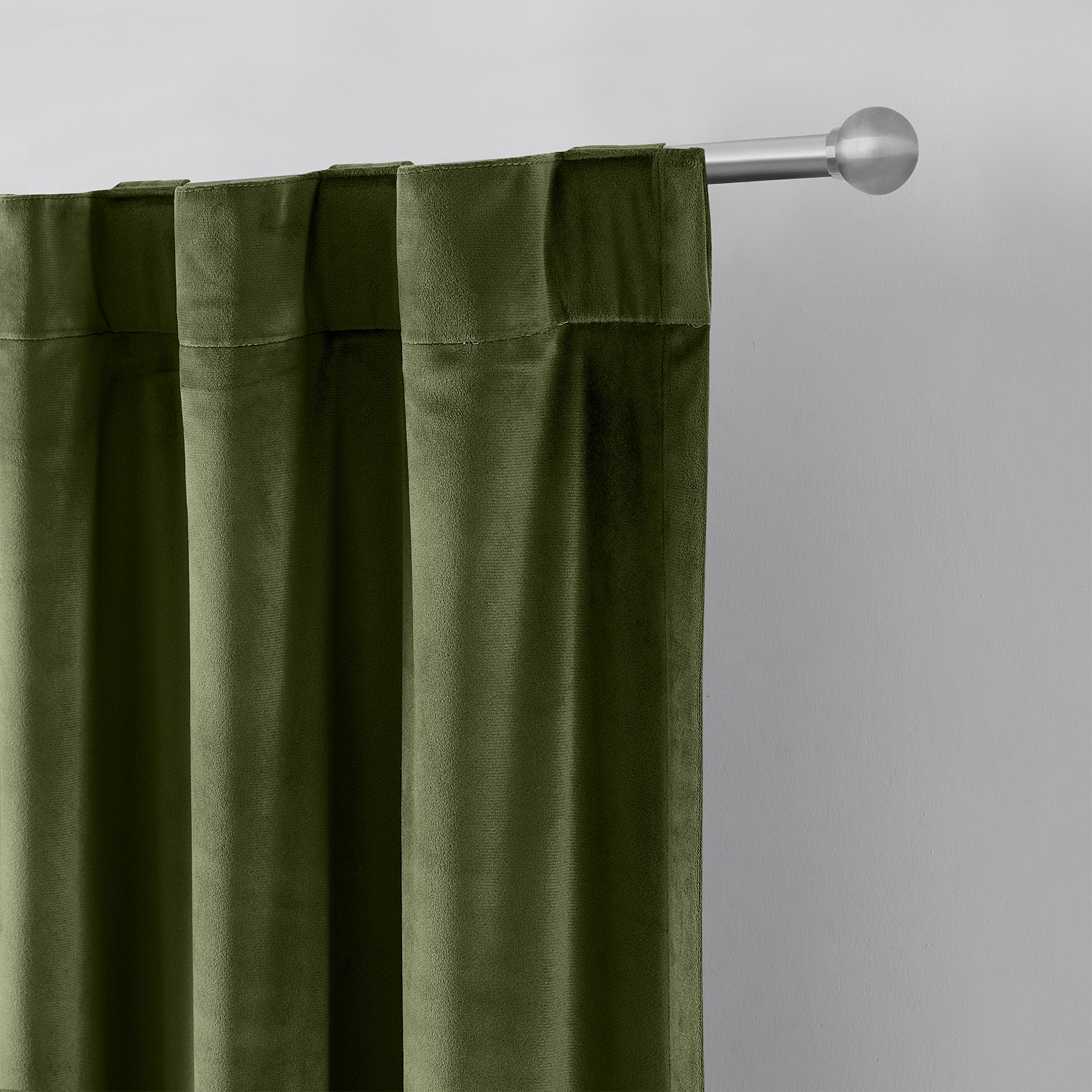 Better Homes & Gardens Dutch Velvet Solid 100% Blackout Single Curtain Panel, Green, 52" W x 108" L