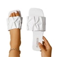 thumbnail image 2 of Women's Pleated Square Toe Slide Sandals, Trendy Wedding & Summer Flat Sandals, 2 of 8