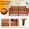 thumbnail image 6 of ACMEASE Premium Faux Leather Loveseat Sofa with Two Bolster Pillows and Tufted Backrest, Brown, 6 of 8