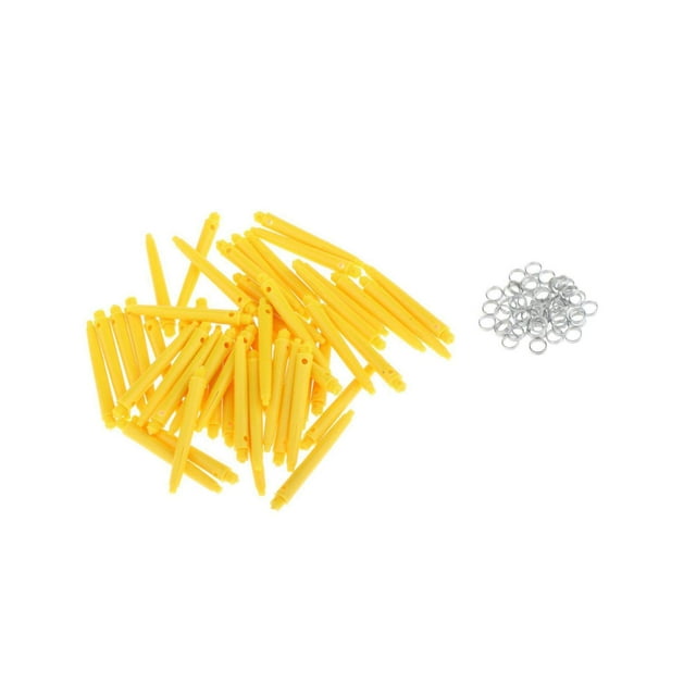 50x Arbres de Fléchettes 2BA Accessoires de Fléchettes Fil standard Fléchettes avec Anneaux de Protection 45mm Jaune