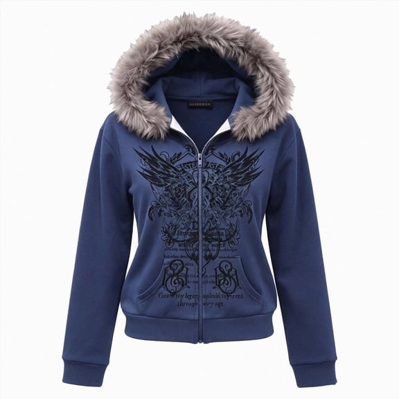 11-12 Years Big Girls Faux Fur Hooded Zip Up Sweatshirt Long Sleeve Graphic Pullover Outerwear with Pockets