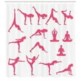 thumbnail image 3 of Ambesonne Yoga Shower Curtain, Pink Silhouettes Flexing, 69"Wx84"L, Pink White, 3 of 3