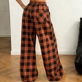 thumbnail image 4 of Kilaqueen Pants for Women Plaid Drawstring Elastic Waist Straight Leg Pants with Pockets Casual Trendy Comfy Loose Fit Baggy Pants, 4 of 4