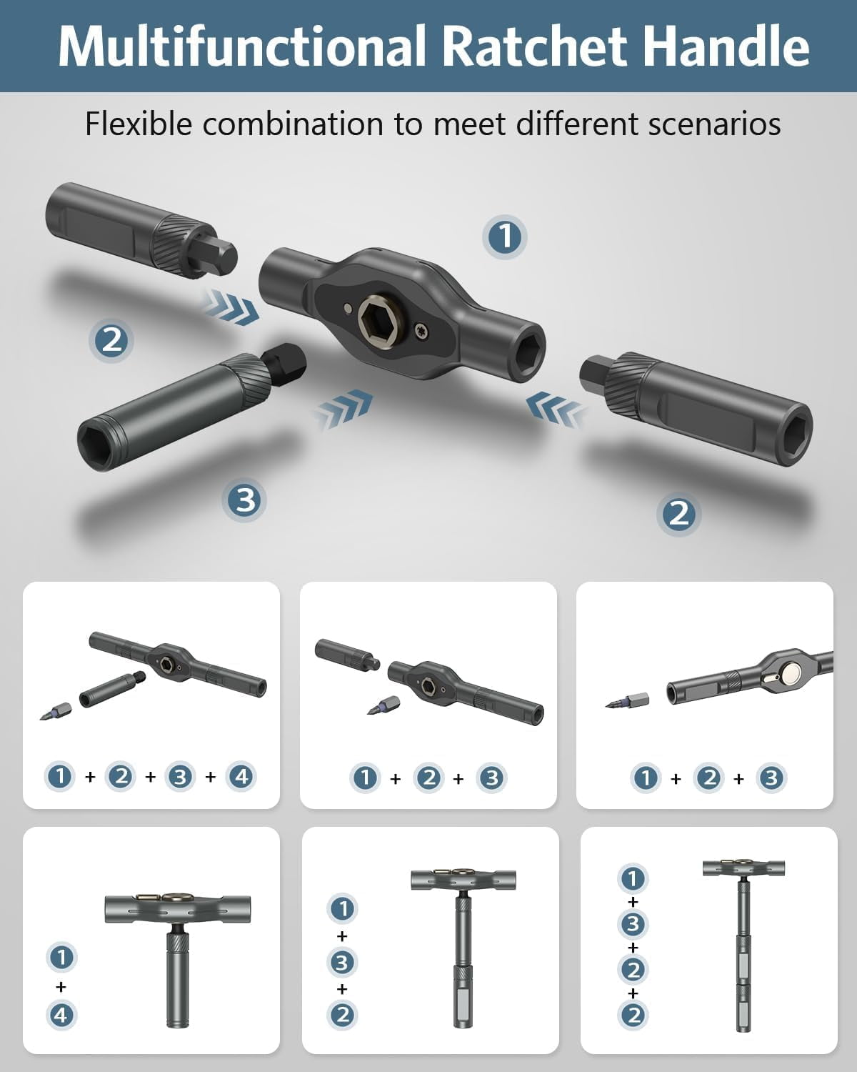 Upgraded 42 in 1 Magnetic Screwdriver Set, DIY Ratchet Screwdriver Set Magnetic with 40 PCS Bits, Precision Repair Tool Kit for Tools Furniture Computer Bicycle Black