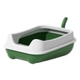 thumbnail image 1 of Caja de arena para gatos, bandeja de arena para gatos con borde, con arena protectora para gatitos Verde, 1 of 9