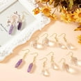 thumbnail image 4 of 304 Stainless Steel Dangle Earrings with Glass & Amethyst Mixed Shapes Golden 40~62mm 6pair/set, 4 of 7