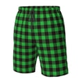 thumbnail image 4 of Balery Buffalo Plaid Green Black Traje de Baño Estilo Hawaiano para Hombre, Shorts de Secado Rápido con Bolsillos-Large, 4 of 6