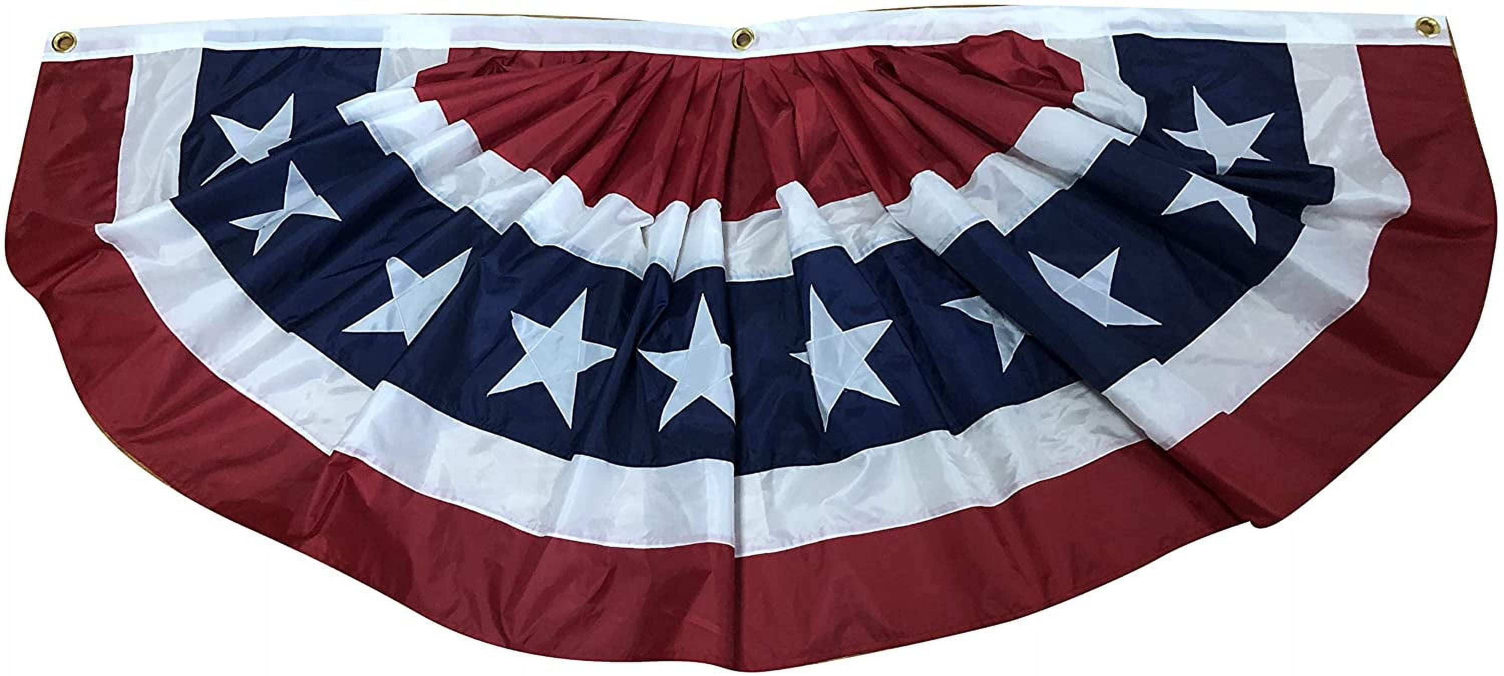 Patriotic American Flag Bunting Banner - 30" x 72" Pleated Fan Flag, 4th of July, USA, Red White & Blue Outdoor Décor, Christmas, President's Day, Memorial Day