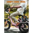 thumbnail image 3 of ESKUTE Adult E Trike Electric Tricycle – 750W Brushless Motor, 18 MPH, Fat Tires, Foldable Step-Thru 3-Wheel E-Bike, Up to 55 Miles, Pink, 3 of 6