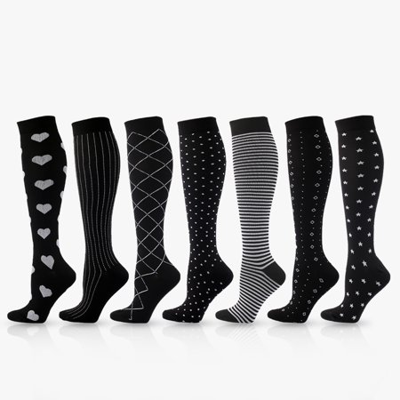 DNAKEN (5 pairs) Compression Socks for Women & Men Circulationis Best Support for Athletic Running,Hiking,Nursing soccer socks compression socks