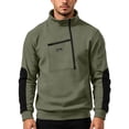 thumbnail image 4 of Tbopshirt Men's Sweatshirt Quarter Zip Fleece Pullover Stand Collar Long Sleeve Top with Chest Zipper Pocket and Contrast Sleeve Patches Casual Outdoor Winter Layer,S-3XL, 4 of 7