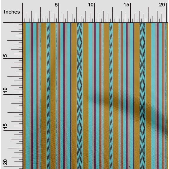 oneOone Georgette Viscose Fabric Stripe Ikat Print Fabric By Yard 42 Inch Wide
