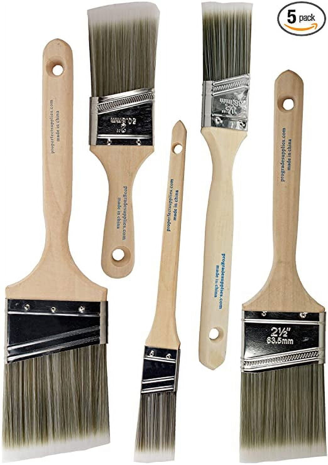 Pro Grade Premium Paint Brushes, 1 inch Angle Sash, 3 Pack Paint Brush Set