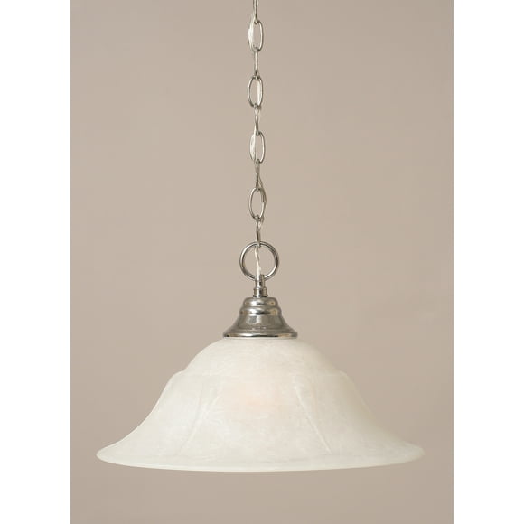 Toltec Lighting 10-CH-53615 Suspension Chaîne Finition Chrome avec Verre Marbré Blanc 16