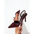 thumbnail image 4 of On feet& in love Women's Slingback Pumps, Croc-Embossed Patent Leather Pointed Toe Heels for Party Office, 4 of 7