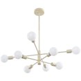 thumbnail image 2 of Deyidn 8-Light Sputnik Chandelier with Adjustable Height, Vintage White Rubbed Gold Ceiling Light Fixture for Dining Room Kitchen Island, 2 of 10
