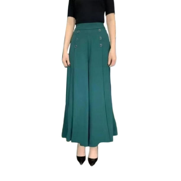 Pantalones Palazzo largos informales para mujer, cintura alta elástica, pierna ancha, holgados, para estar en casa 2XL