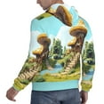 thumbnail image 6 of Uemuo Cartoon Mushroom House Pattern Men's Hoodie - Casual Pullover Hoodie with Kangaroo Pocket, Stylish Hooded Sweatshirt for Everyday Wear-XX-Large, 6 of 7