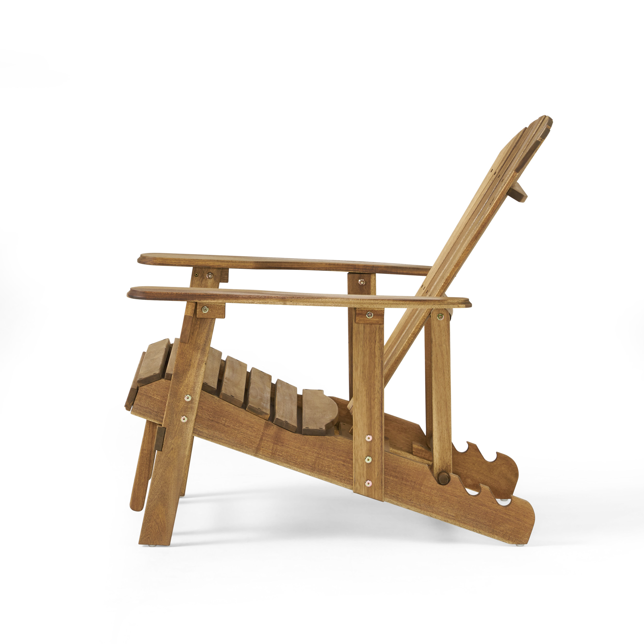 GDF Studio Kono Outdoor Acacia Wood Reclining Adirondack Chair with Footrest, Natural - image 5 of 8