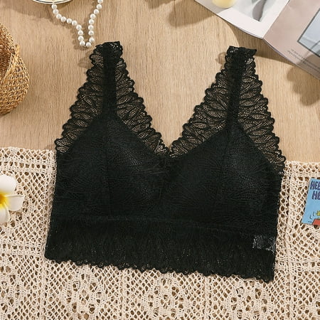 

CAICJ98 Plus Size Lingerie Women s Front Closure Bra Underwire Unlined T-Back Plus Size Lacy Unpadded Full Coverage Racerback Bras Black One Size