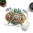 thumbnail image 3 of Viking Symbols Shields Axes Watercolor Mouse Pad Low Profile Gaming Mat, 3 of 7