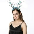 thumbnail image 4 of Tête de Cerf Gothique Florale pour Fête d'Halloween Accessoire Photo, 4 of 7