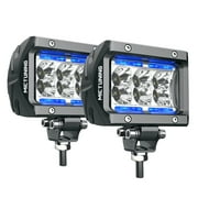 MICTUNING 2PCS LED Pods Unlimited-GO K1 4 Inch 18W Off Road Spot LED Light Bar 1620LM with Iceblue Marker Light