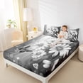thumbnail image 4 of Homewish Rustic Flower Floral Queen Sheet Sets,Oil Painting Artistic Flat Sheet,Gray White Queen Fitted Sheet For Gir Kids,Super Cozy Room Decor,4pcs, 4 of 7